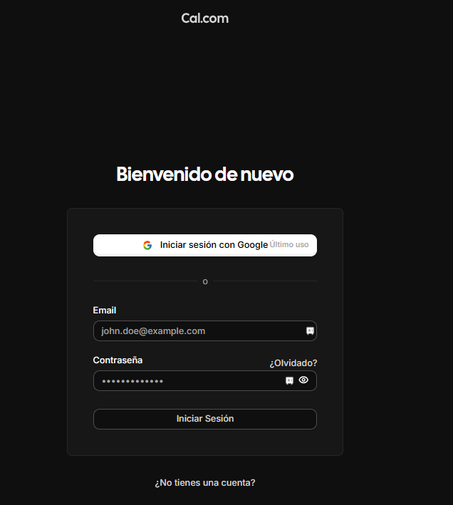 Pantalla inicial de la plataforma con el botón para iniciar sesión con Google.
