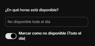 Configuración de horario específico para una anulación.
