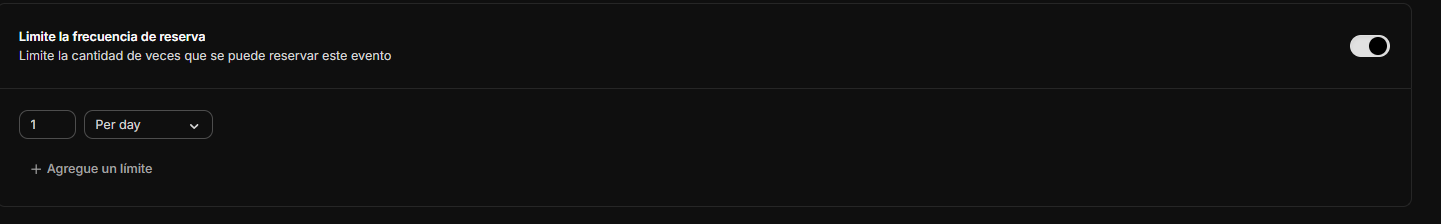 Configuración del límite máximo de reservas por día.